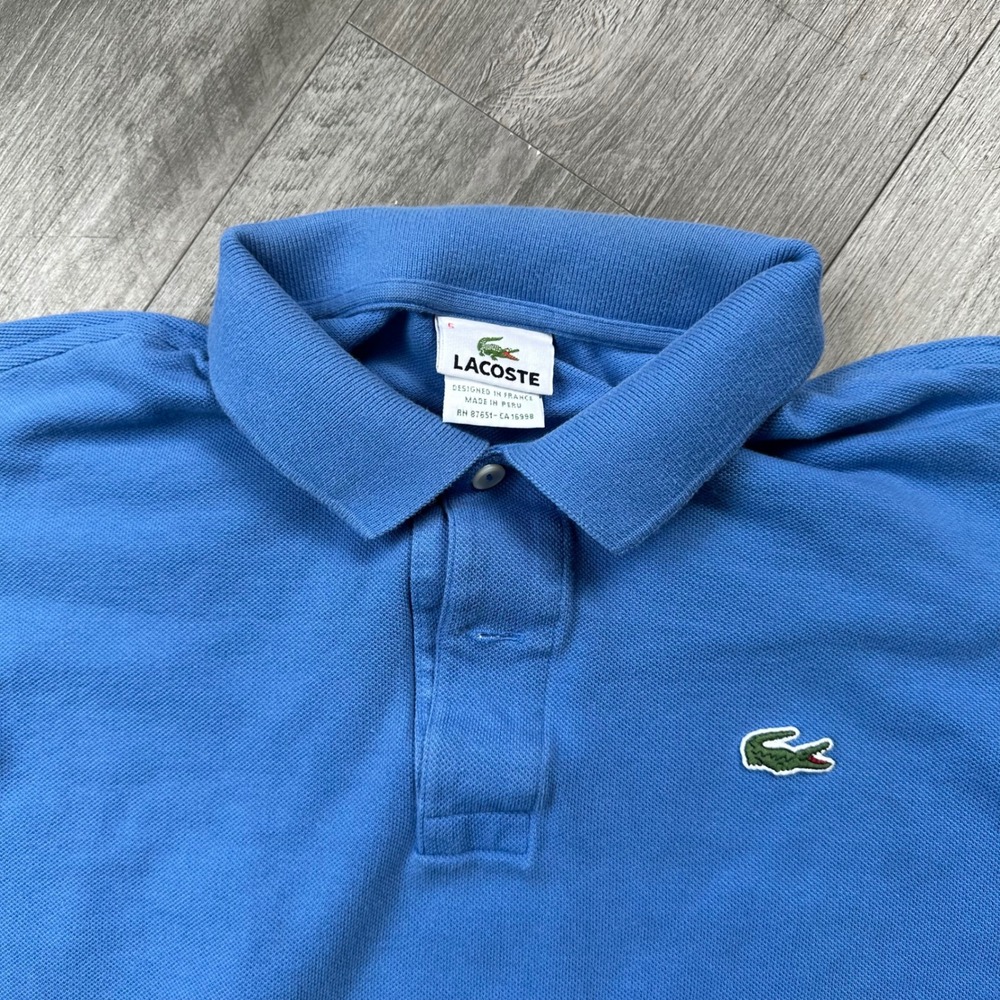Vintage Lacoste Blue Long Sleeve Polo Shirt Croc Logo size 5/Fits Boxy M